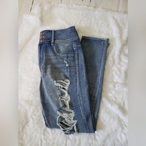 AMERICAN EAGLE distressed Super Hi Rise Jeggings 8